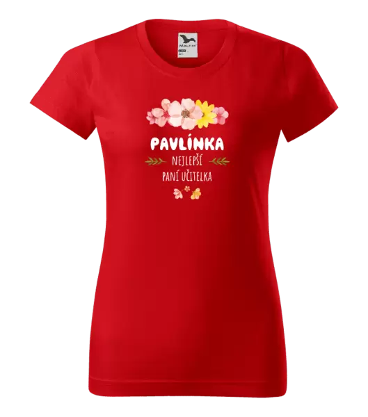 Dámské tričko Nejlepší paní učitelka - růžové květy