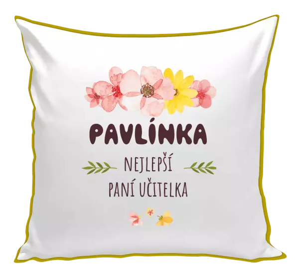 Polštář Nejlepší paní učitelka - růžové květy
