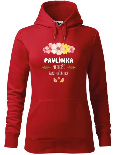 Dámská mikina Nejlepší paní učitelka - růžové květy
