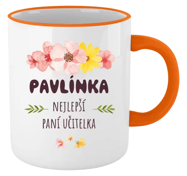 Hrnek Nejlepší paní učitelka - růžové květy