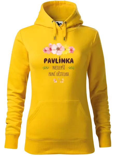 Dámská mikina Nejlepší paní učitelka - růžové květy