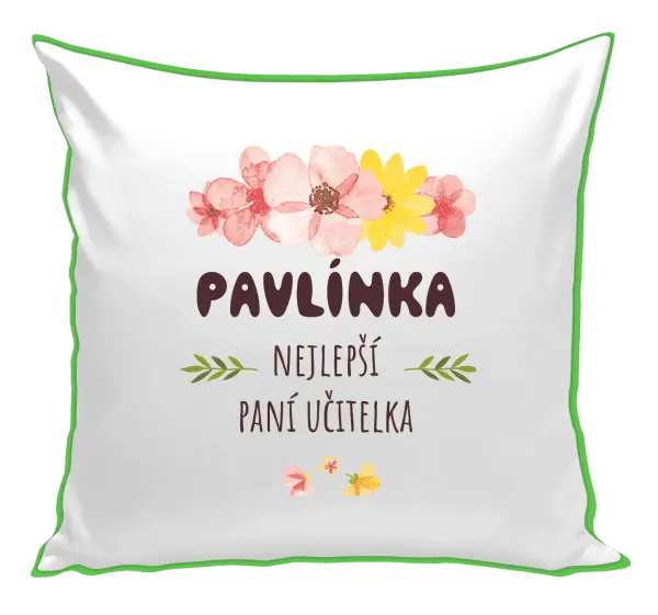 Polštář Nejlepší paní učitelka - růžové květy