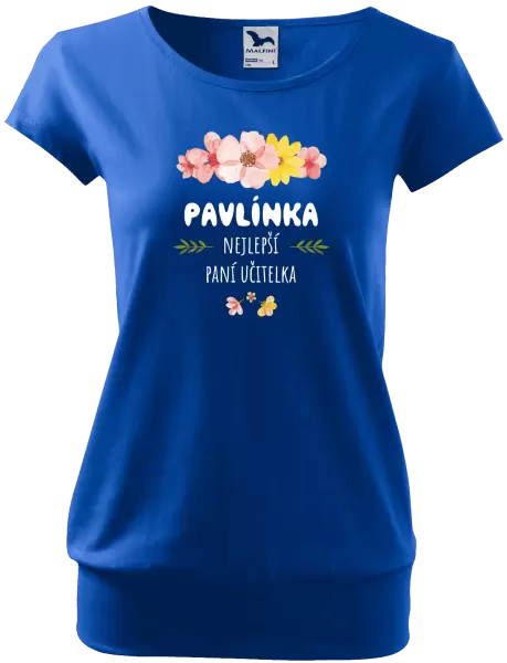 Dámské tričko Nejlepší paní učitelka - růžové květy