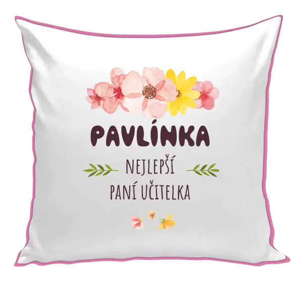 Polštář Nejlepší paní učitelka - růžové květy