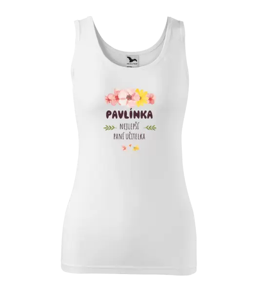 Dámské tílko Nejlepší paní učitelka - růžové květy