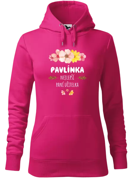Dámská mikina Nejlepší paní učitelka - růžové květy