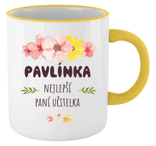 Hrnek Nejlepší paní učitelka - růžové květy
