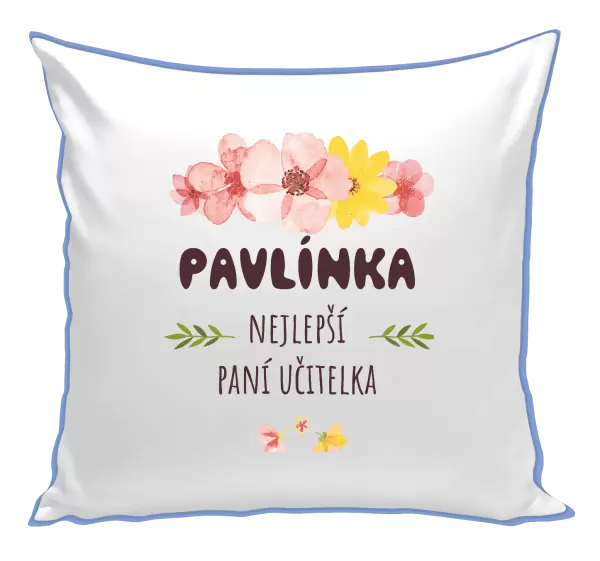 Polštář Nejlepší paní učitelka - růžové květy
