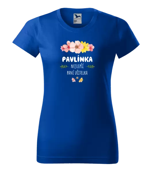 Dámské tričko Nejlepší paní učitelka - růžové květy