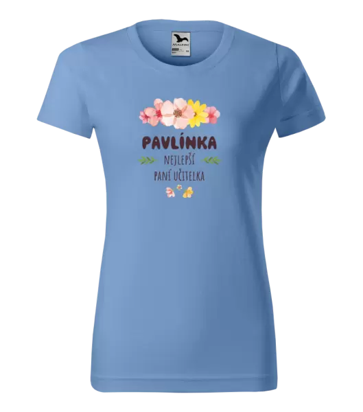 Dámské tričko Nejlepší paní učitelka - růžové květy