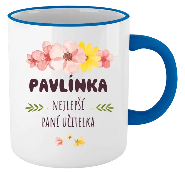 Hrnek Nejlepší paní učitelka - růžové květy
