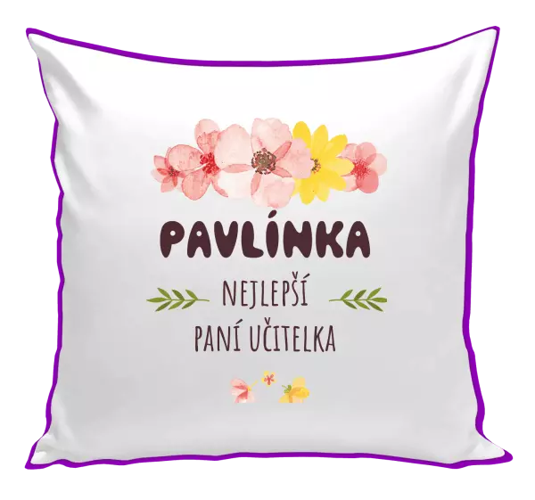 Polštář Nejlepší paní učitelka - růžové květy