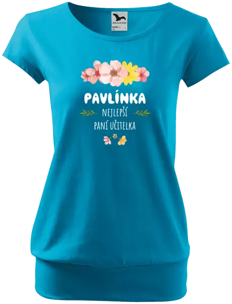 Dámské tričko Nejlepší paní učitelka - růžové květy