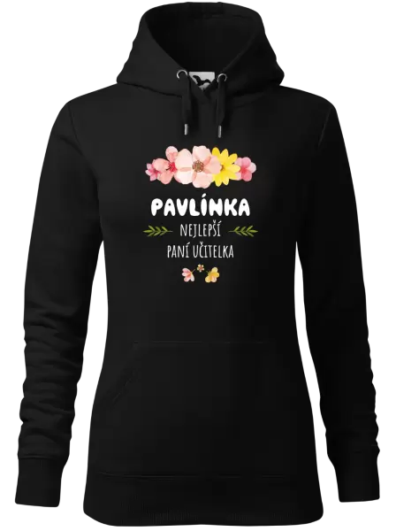 Dámská mikina Nejlepší paní učitelka - růžové květy