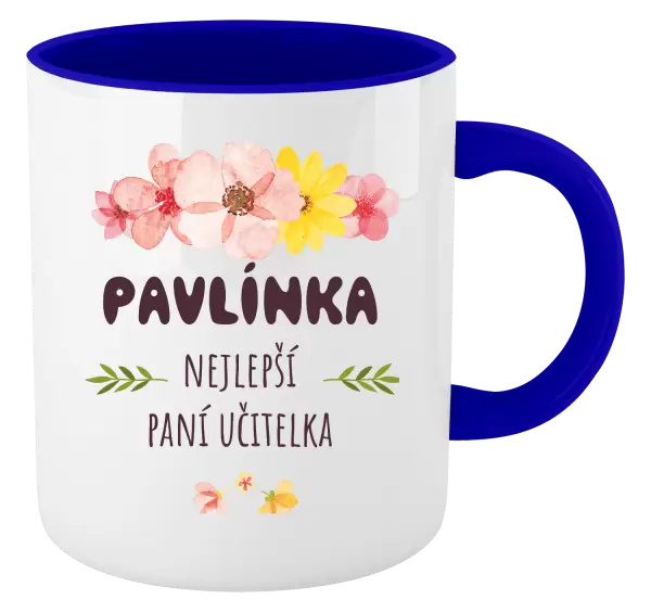 Hrnek Nejlepší paní učitelka - růžové květy