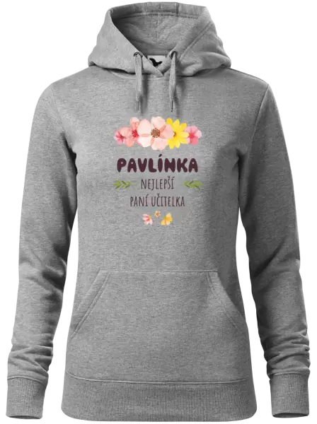 Dámská mikina Nejlepší paní učitelka - růžové květy