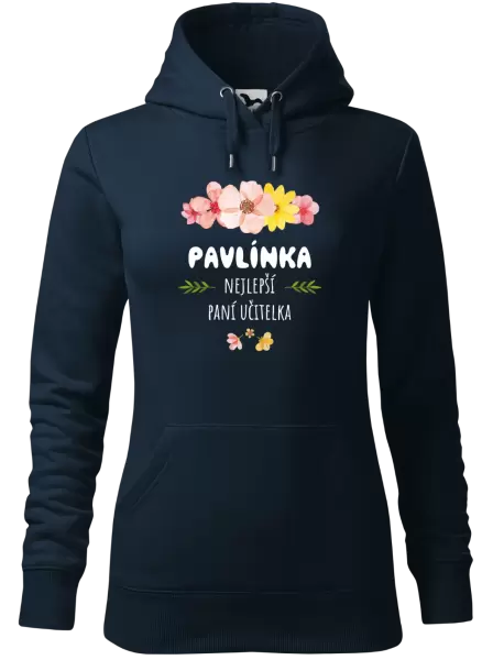 Dámská mikina Nejlepší paní učitelka - růžové květy