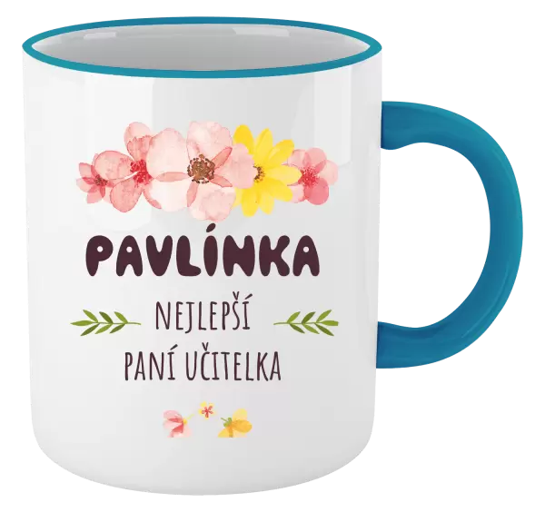 Hrnek Nejlepší paní učitelka - růžové květy
