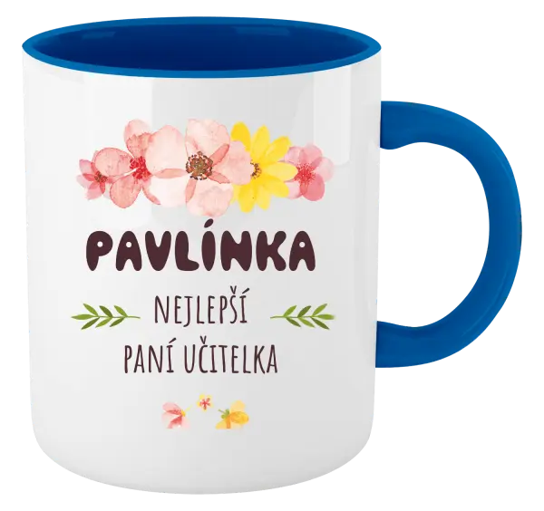 Hrnek Nejlepší paní učitelka - růžové květy