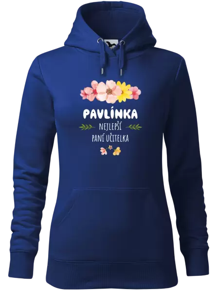 Dámská mikina Nejlepší paní učitelka - růžové květy