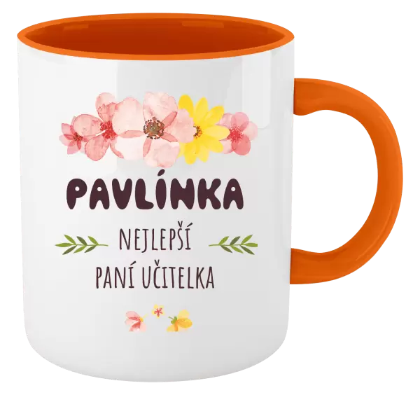Hrnek Nejlepší paní učitelka - růžové květy