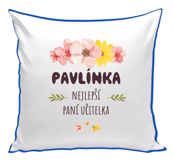 Polštář Nejlepší paní učitelka - růžové květy