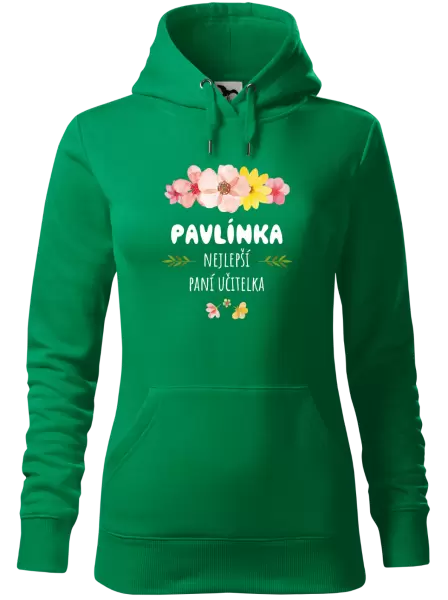 Dámská mikina Nejlepší paní učitelka - růžové květy