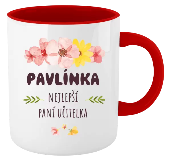 Hrnek Nejlepší paní učitelka - růžové květy