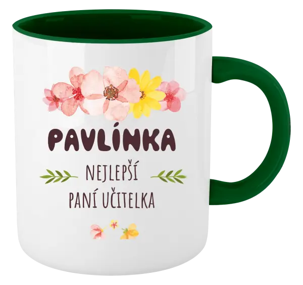 Hrnek Nejlepší paní učitelka - růžové květy