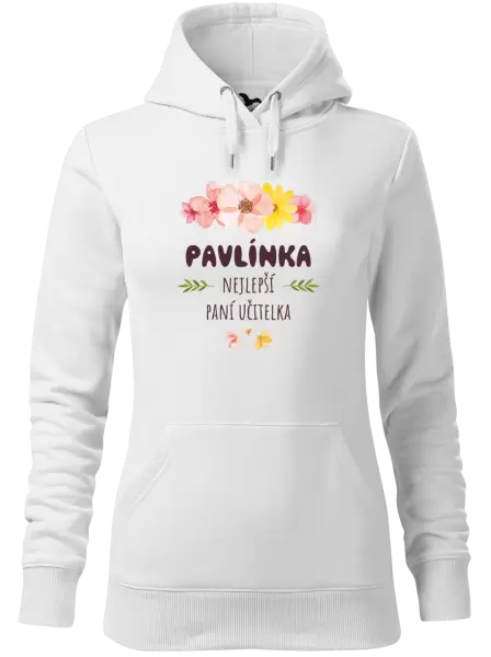 Dámská mikina Nejlepší paní učitelka - růžové květy