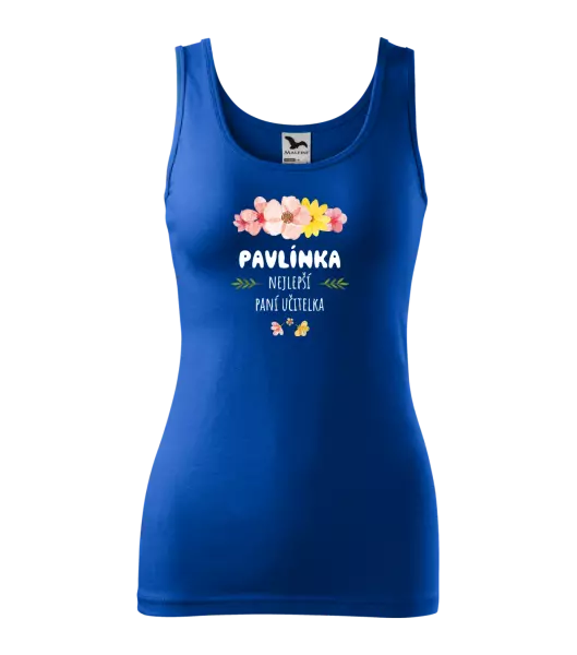 Dámské tílko Nejlepší paní učitelka - růžové květy