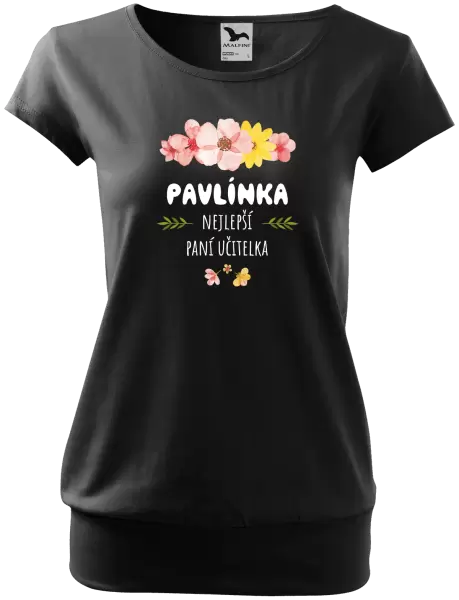 Dámské tričko Nejlepší paní učitelka - růžové květy