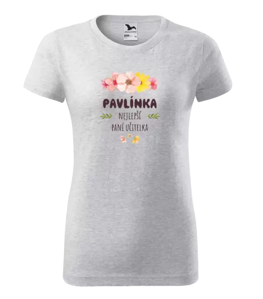 Dámské tričko Nejlepší paní učitelka - růžové květy