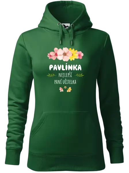 Dámská mikina Nejlepší paní učitelka - růžové květy