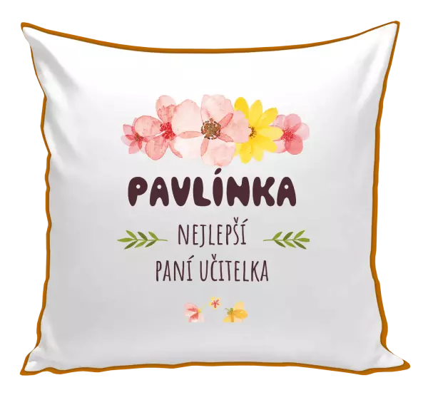 Polštář Nejlepší paní učitelka - růžové květy