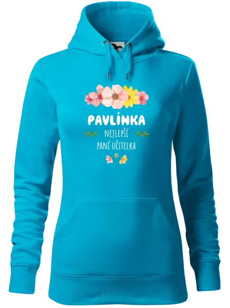 Dámská mikina Nejlepší paní učitelka - růžové květy