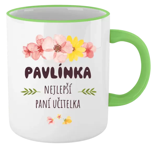 Hrnek Nejlepší paní učitelka - růžové květy