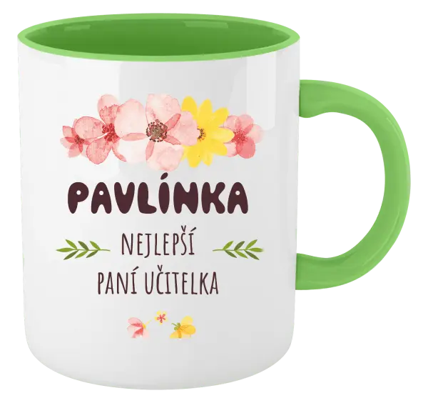 Hrnek Nejlepší paní učitelka - růžové květy