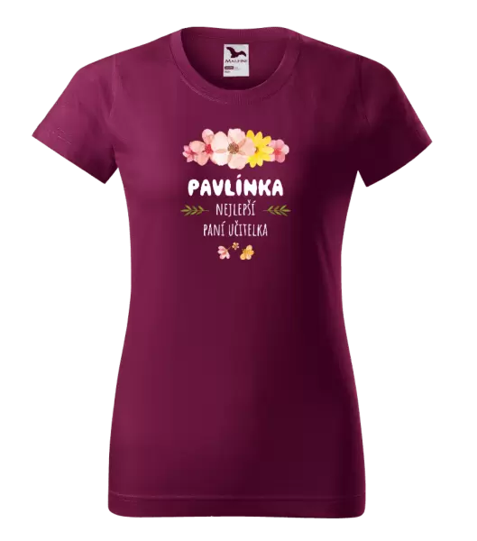 Dámské tričko Nejlepší paní učitelka - růžové květy