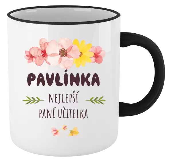 Hrnek Nejlepší paní učitelka - růžové květy