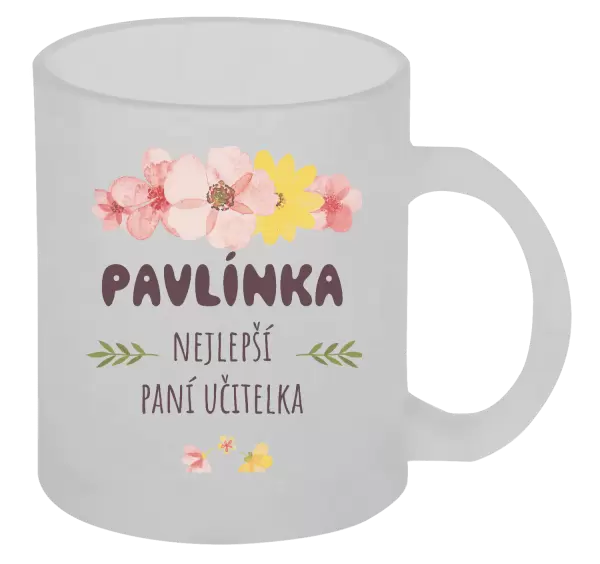 Hrnek Nejlepší paní učitelka - růžové květy