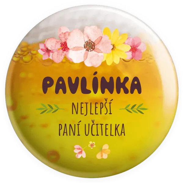 Placka Nejlepší paní učitelka - růžové květy