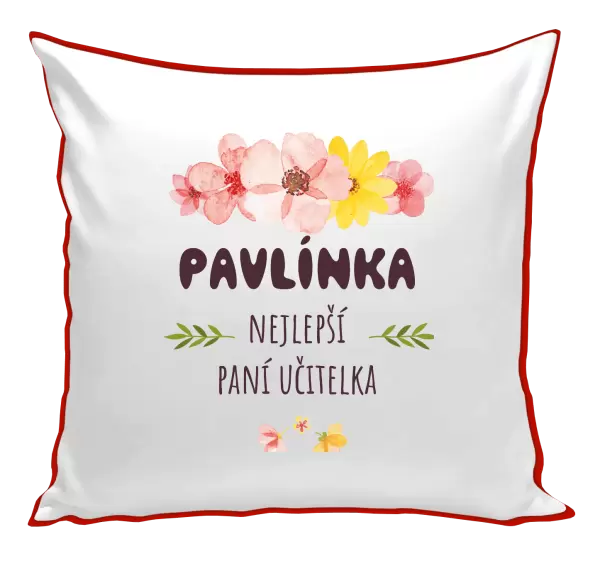 Polštář Nejlepší paní učitelka - růžové květy