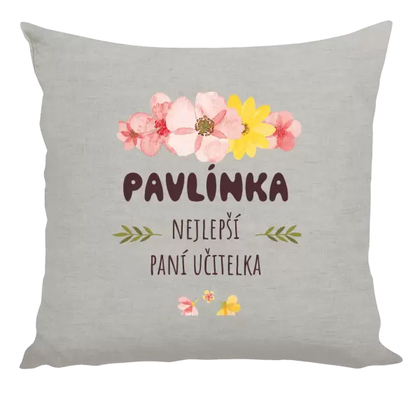 Polštář Nejlepší paní učitelka - růžové květy