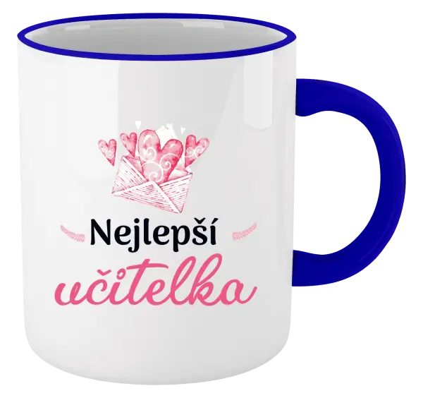 Hrnek Nejlepší učitelka - obálka se srdíčkem