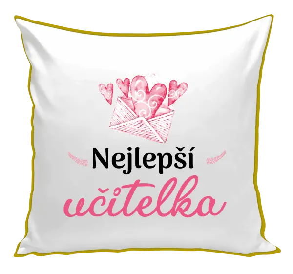 Polštář Nejlepší učitelka - obálka se srdíčkem