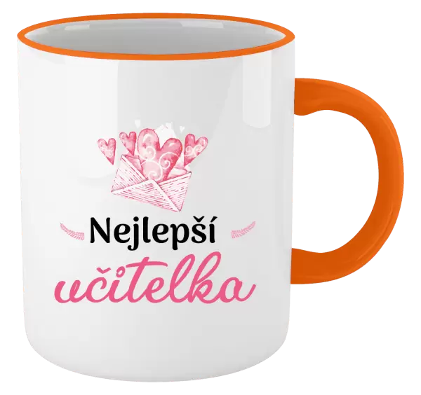 Hrnek Nejlepší učitelka - obálka se srdíčkem