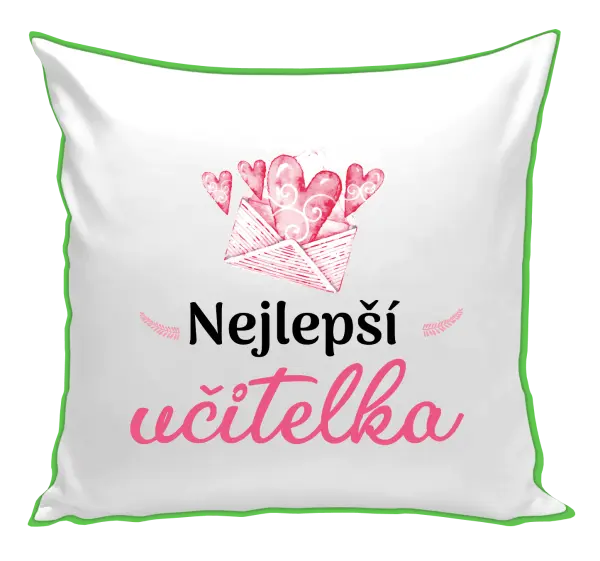 Polštář Nejlepší učitelka - obálka se srdíčkem