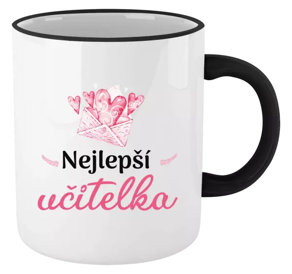 Hrnek Nejlepší učitelka - obálka se srdíčkem