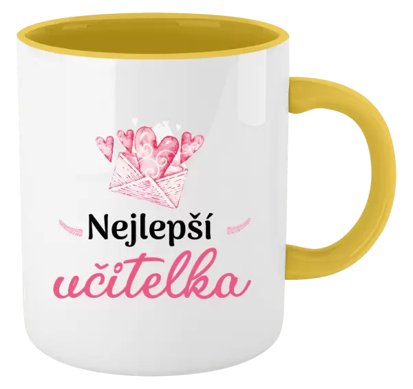 Hrnek Nejlepší učitelka - obálka se srdíčkem